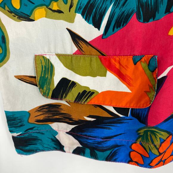 Silk Land Top Women’s Medium Vintage 100% Silk Floral Cropped Retro - Picture 4 of 8